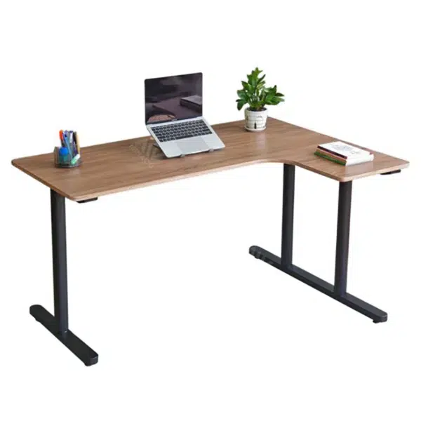Bàn góc chữ L liền mặt bàn 140x100cm gỗ plywood chân sắt hệ TIO HBTO017
