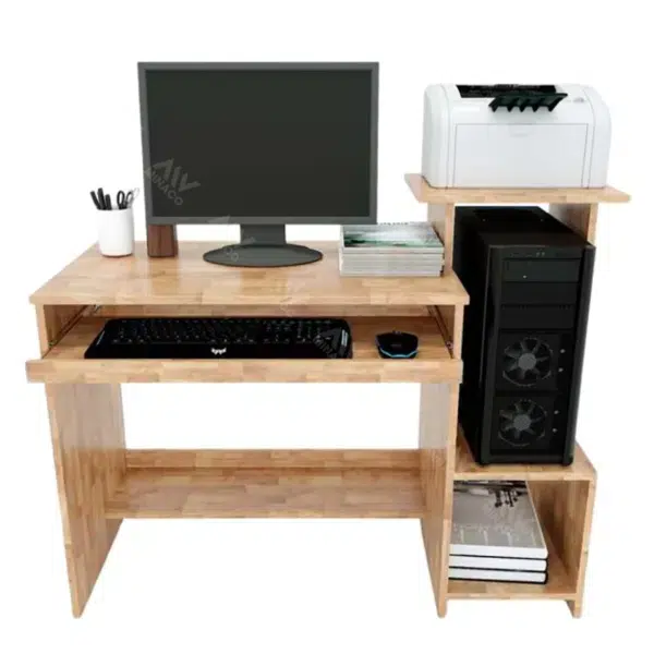 Bàn vi tính kết hợp kệ để máy in gỗ cao su COD68048