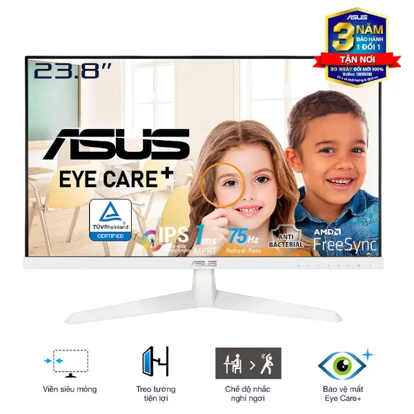 Màn hình Asus VY249HE-W Trắng (23.8Inch/ Full HD (1920x1080)/ 1ms/ 75HZ/ 250cd/m2/ IPS)